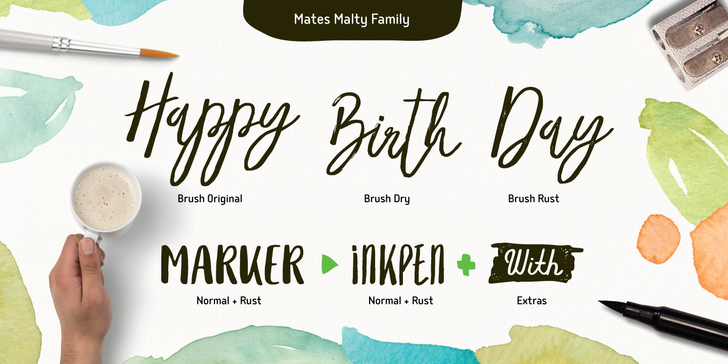 Ejemplo de fuente Mates Malty Brush Dry